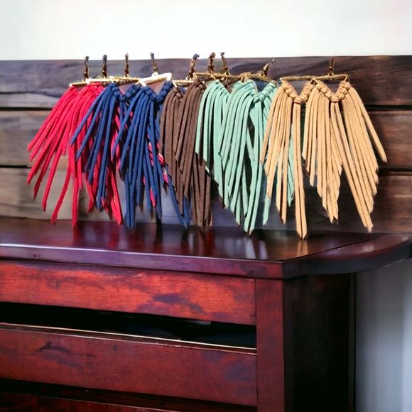 Bohemian Leather Fringe Earrings - Picture 3 of 3